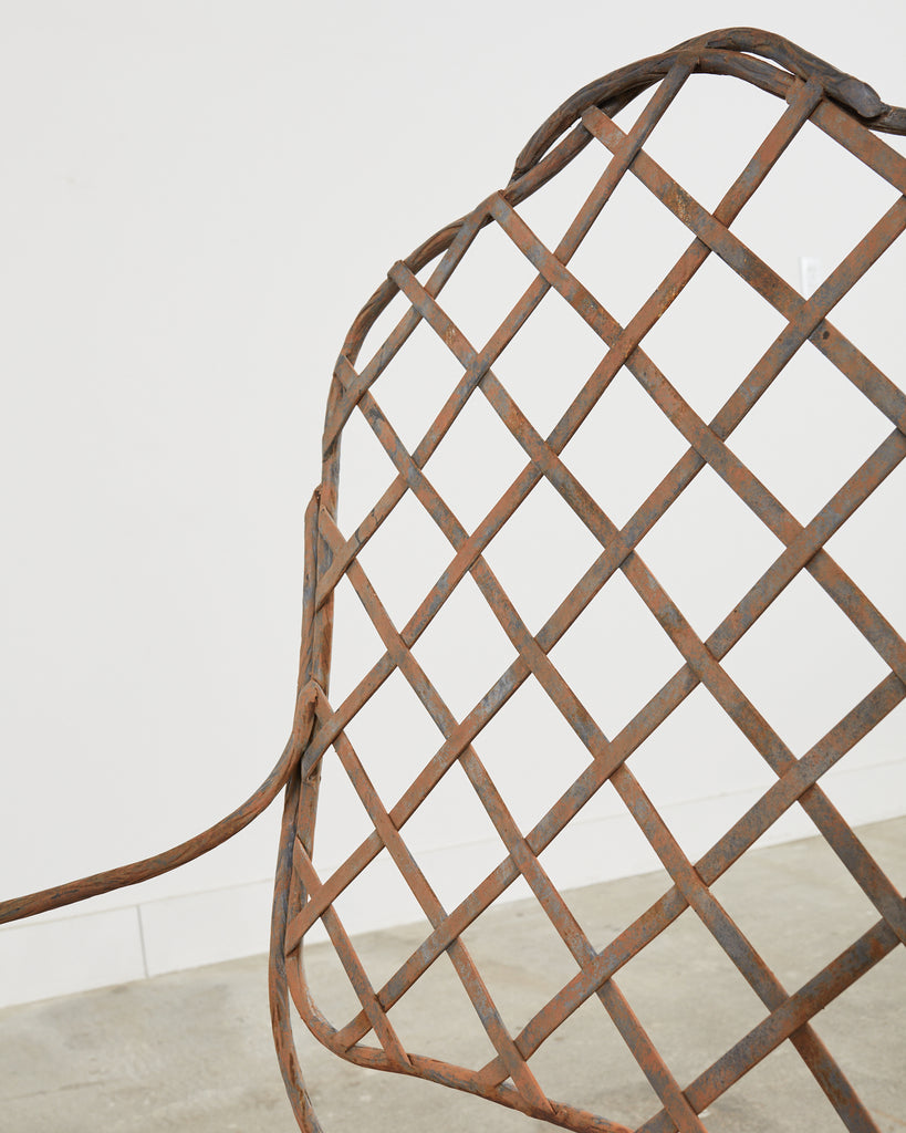 Pair of Rose Tarlow Style Twig Iron Dining Armchairs with Ottoman