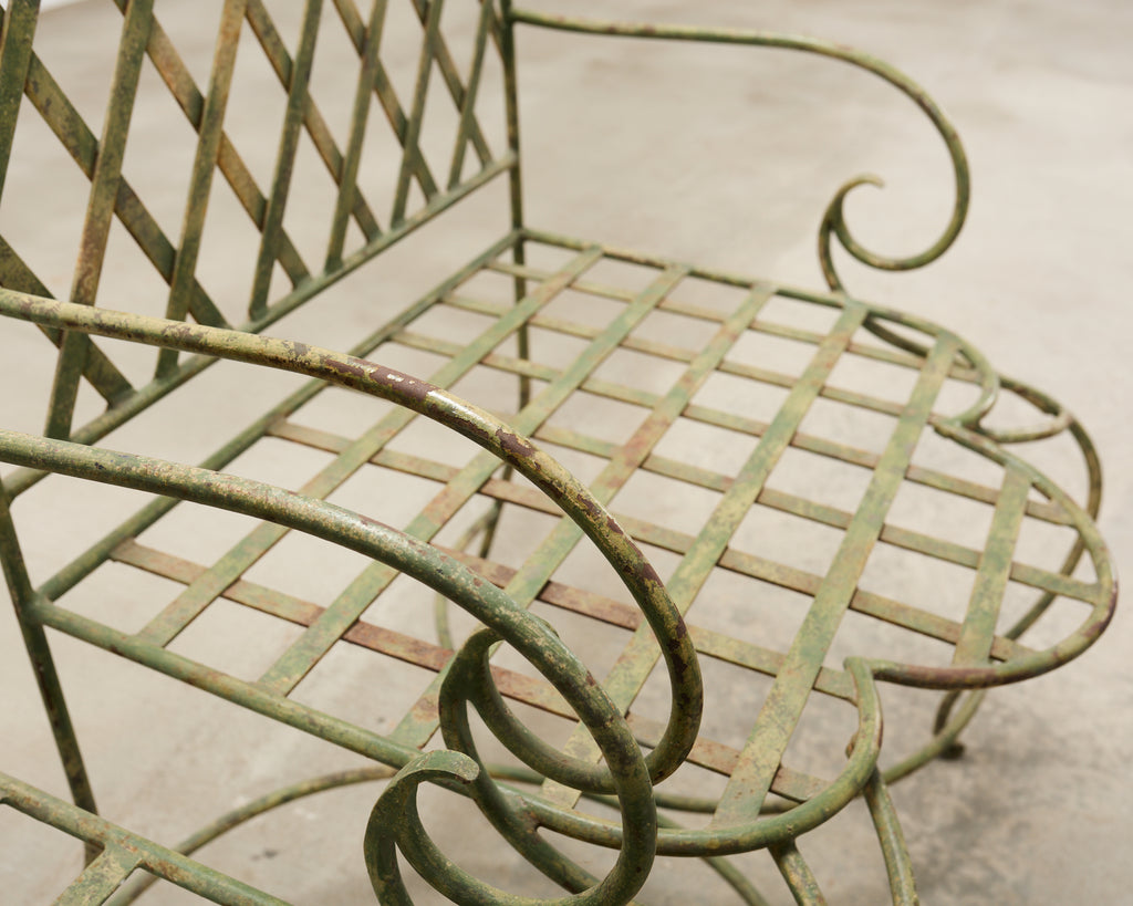 Set of Four Rose Tarlow Style Iron Lattice Garden Chairs