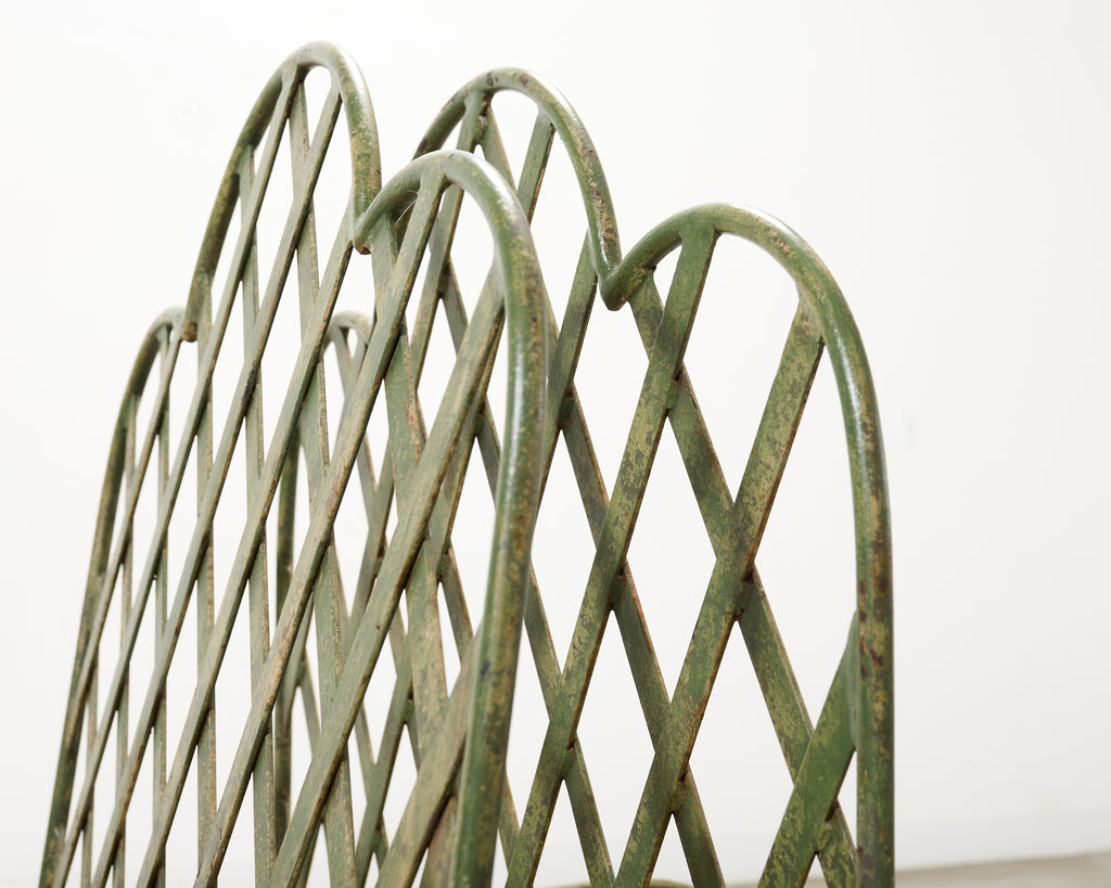 Set of Four Rose Tarlow Style Iron Lattice Garden Chairs