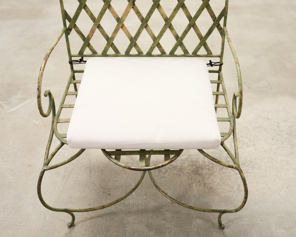 Set of Four Rose Tarlow Style Iron Lattice Garden Chairs