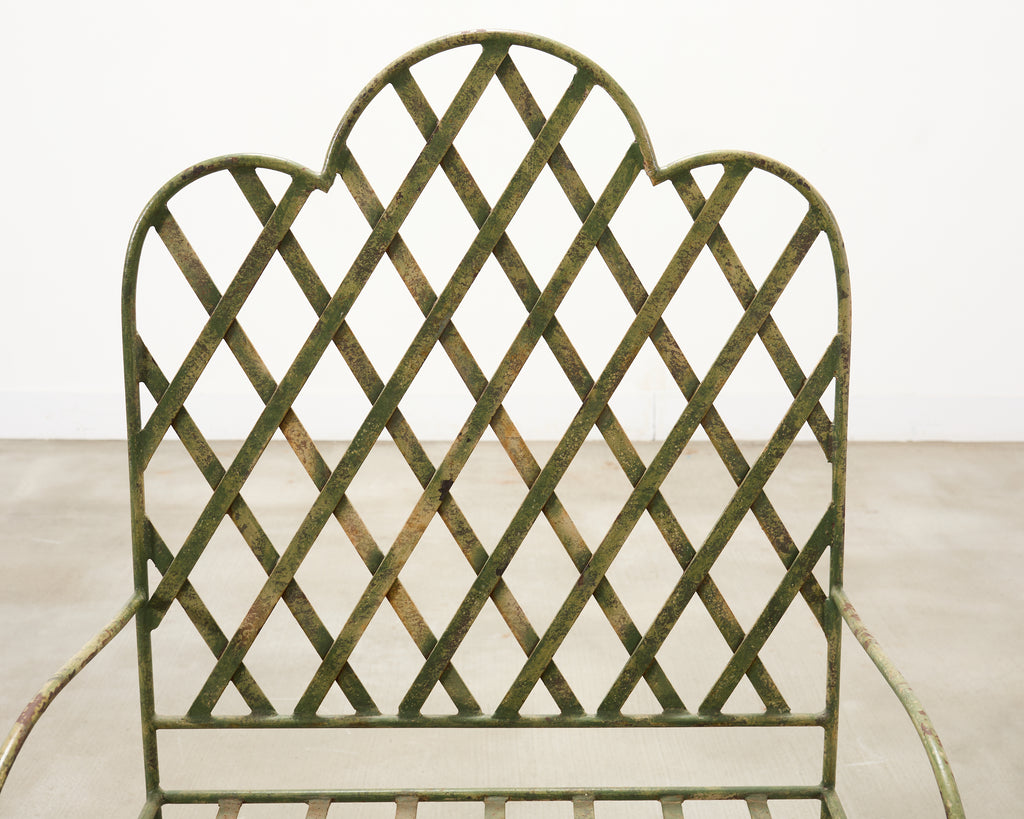 Set of Four Rose Tarlow Style Iron Lattice Garden Chairs