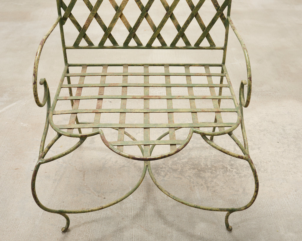 Set of Four Rose Tarlow Style Iron Lattice Garden Chairs