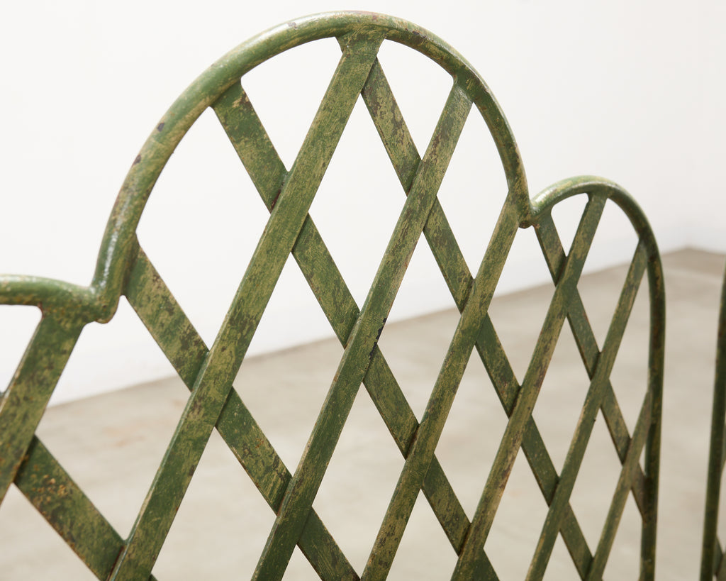 Set of Four Rose Tarlow Style Iron Lattice Garden Chairs