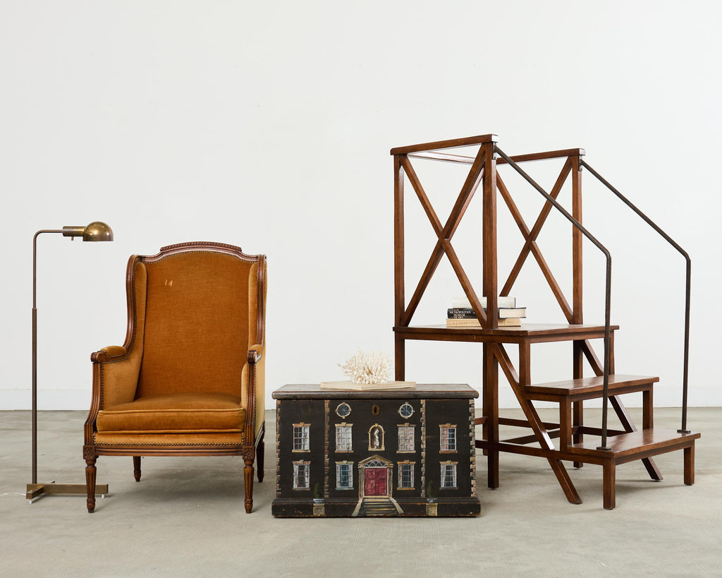 Pair Louis XVI Style Bergere á Oreilles Wingback Chairs