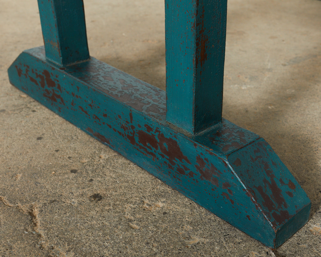 Industrial Style Fruitwood Dining Table with Faux Iron Legs