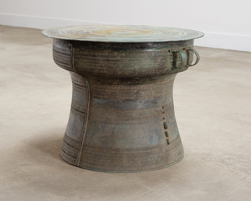 Southeast Asian Bronze Elephant Rain Drum Drinks Table 2 Ft