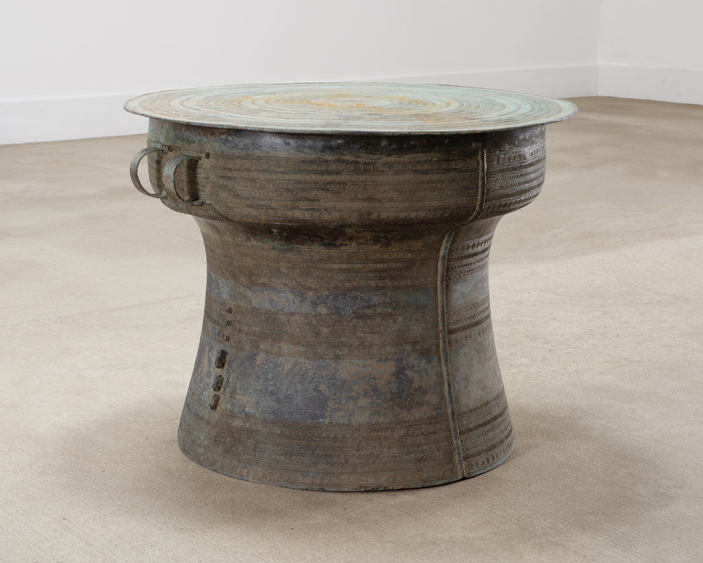 Southeast Asian Bronze Elephant Rain Drum Drinks Table 2 Ft