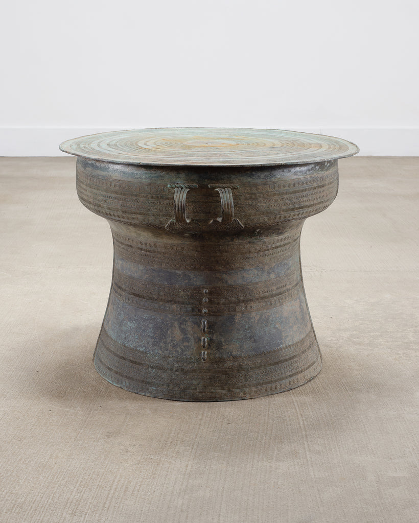 Southeast Asian Bronze Elephant Rain Drum Drinks Table 2 Ft