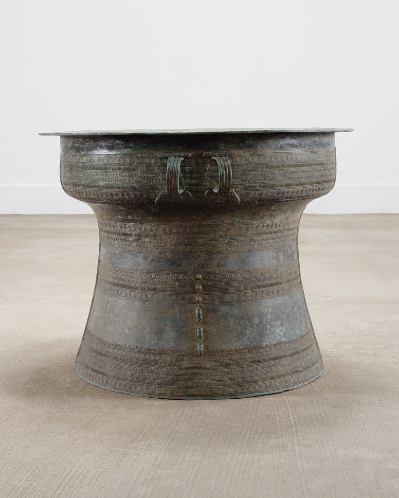 Southeast Asian Bronze Elephant Rain Drum Drinks Table 2 Ft