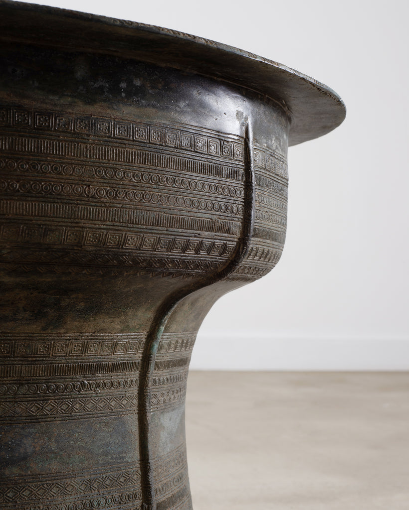 Southeast Asian Bronze Elephant Rain Drum Drinks Table 2 Ft