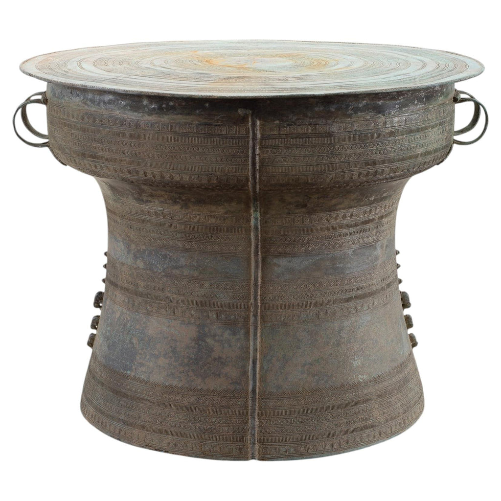 Southeast Asian Bronze Elephant Rain Drum Drinks Table 2 Ft