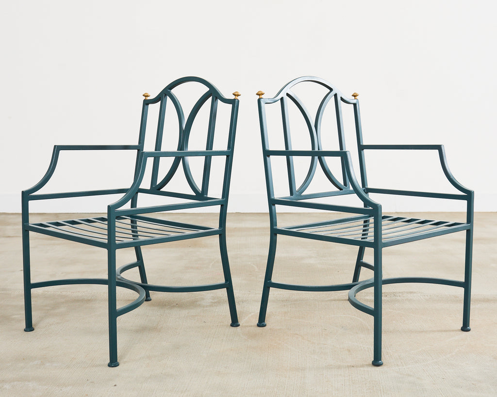 Set of Ten Neoclassical Style Iron Garden Dining Chairs