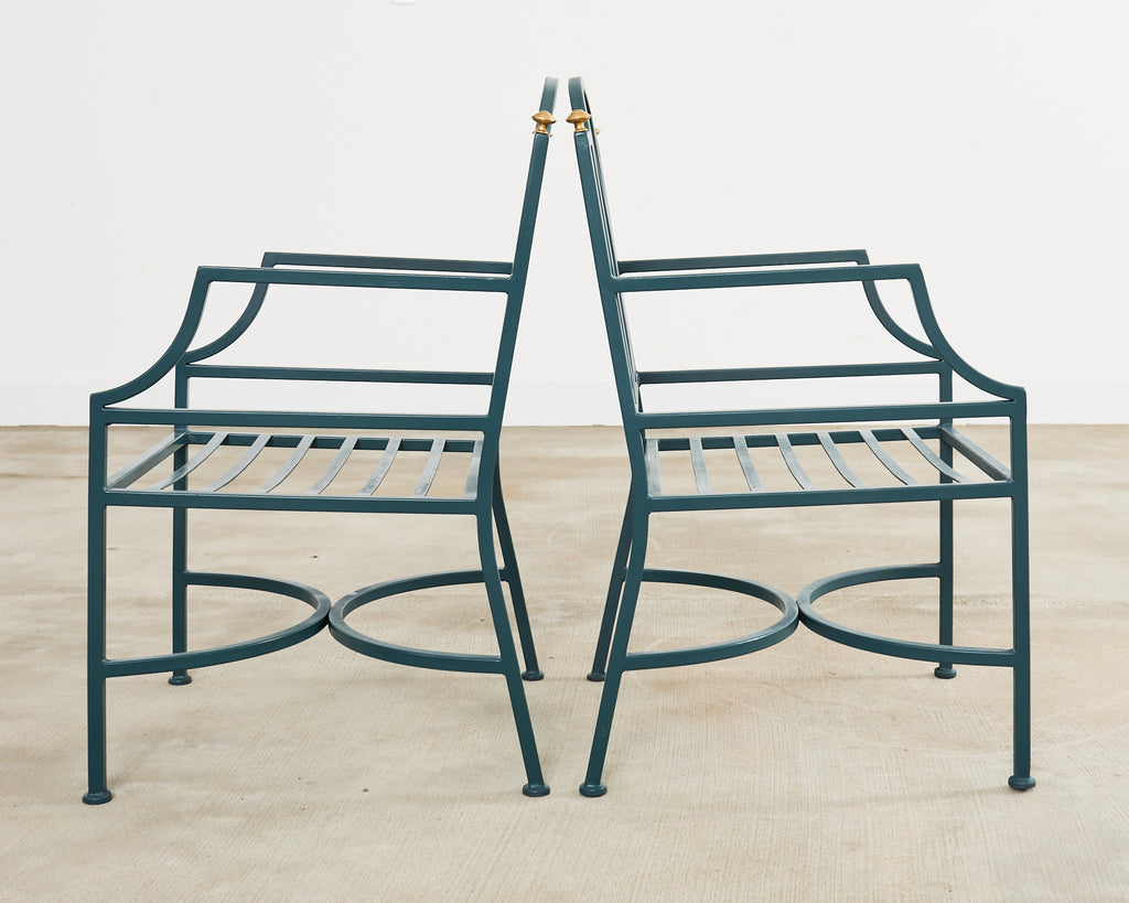 Set of Ten Neoclassical Style Iron Garden Dining Chairs