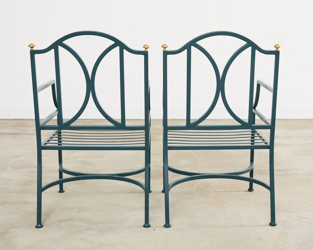Set of Ten Neoclassical Style Iron Garden Dining Chairs