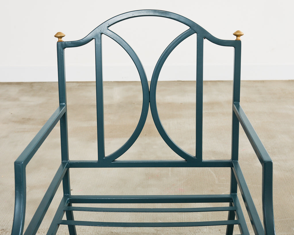 Set of Ten Neoclassical Style Iron Garden Dining Chairs