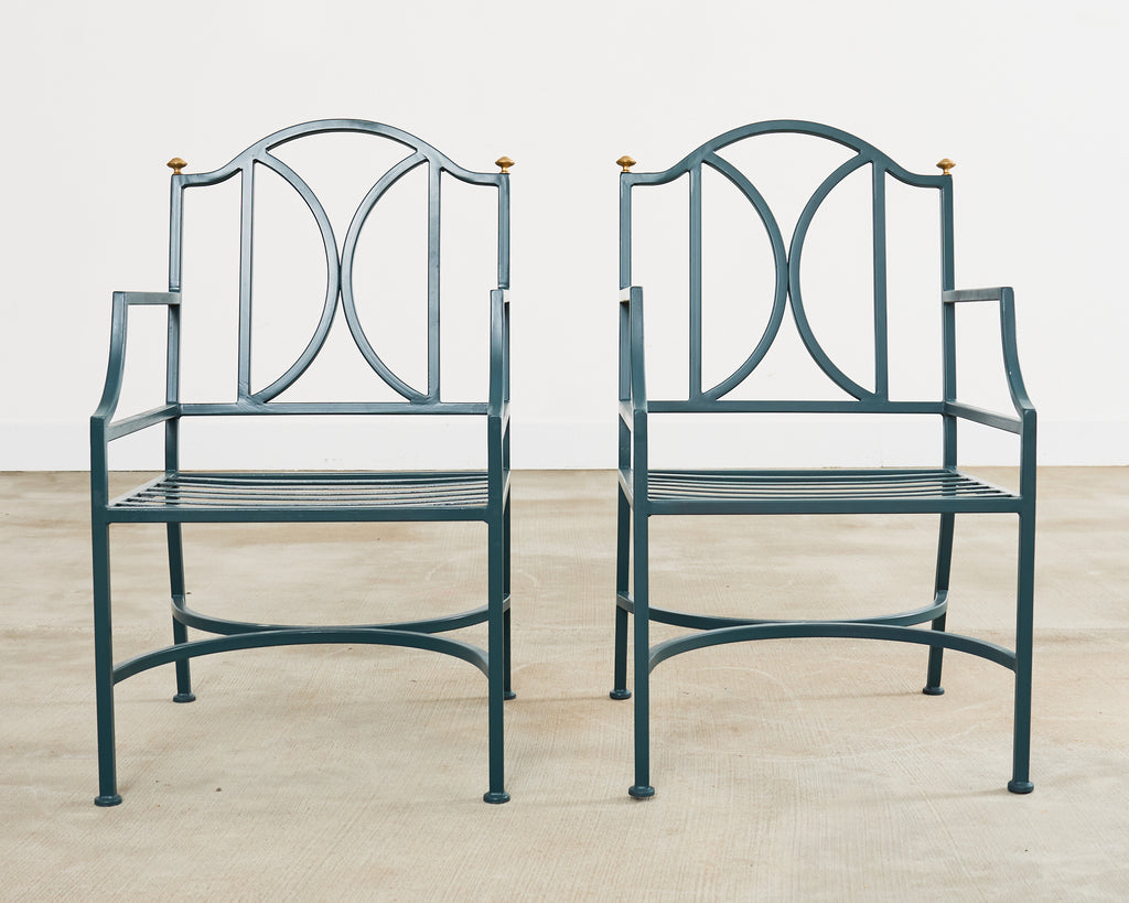 Set of Ten Neoclassical Style Iron Garden Dining Chairs