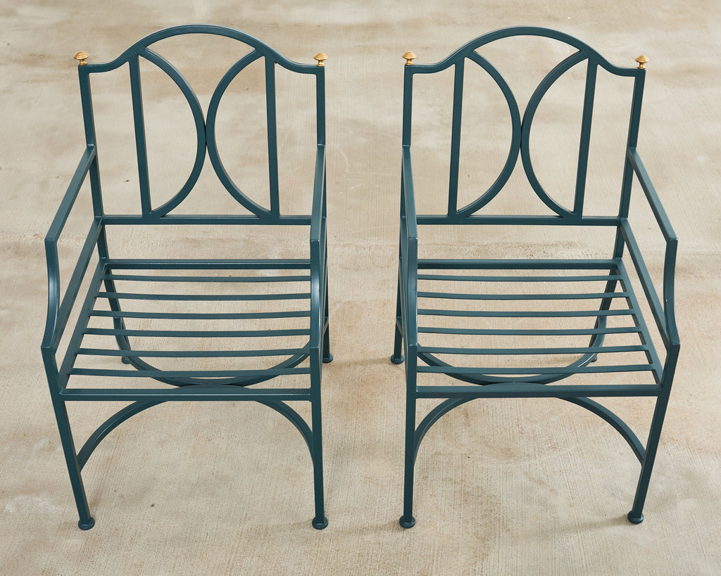Set of Ten Neoclassical Style Iron Garden Dining Chairs