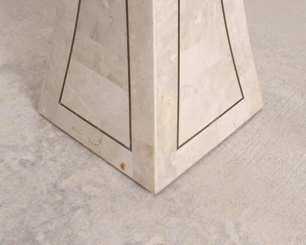 Tessellated Stone Brass Pedestal Stand Maitland Smith Style