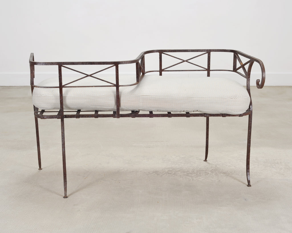 20th C. French Neoclassical Iron Tête-À-Tête Garden Bench
