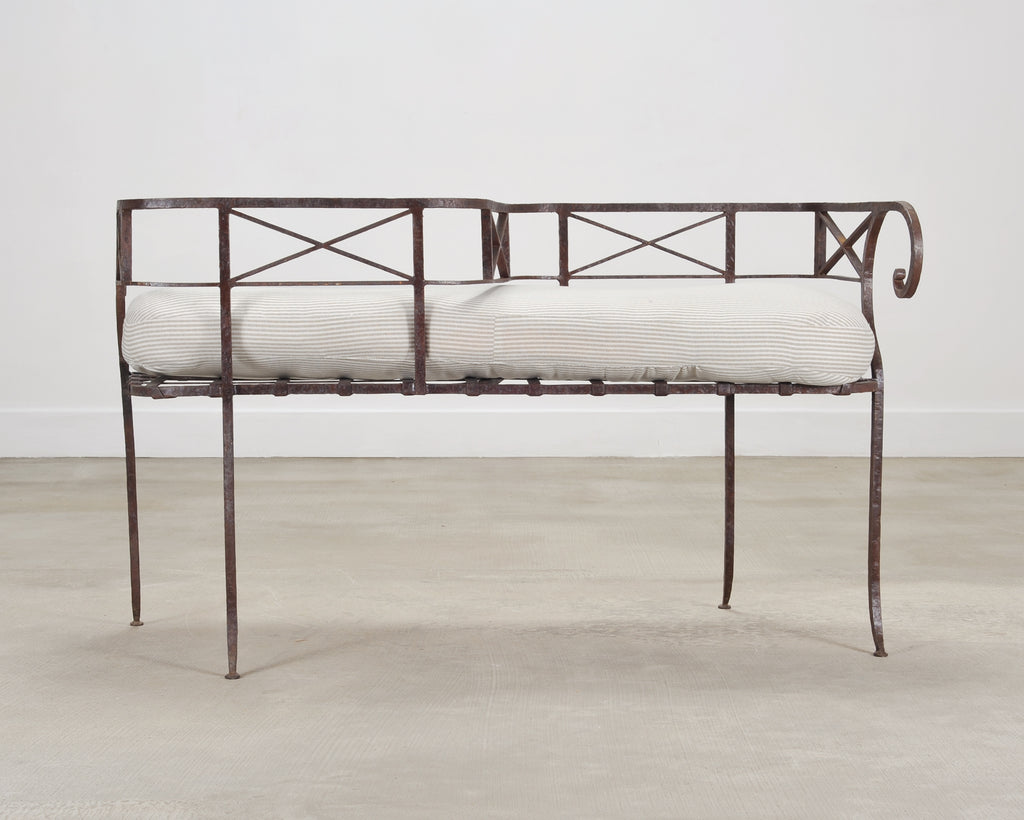 20th C. French Neoclassical Iron Tête-À-Tête Garden Bench