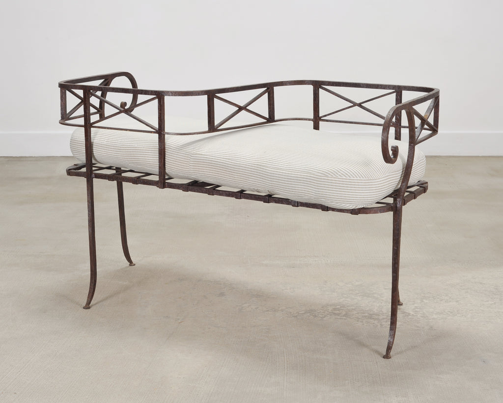 20th C. French Neoclassical Iron Tête-À-Tête Garden Bench