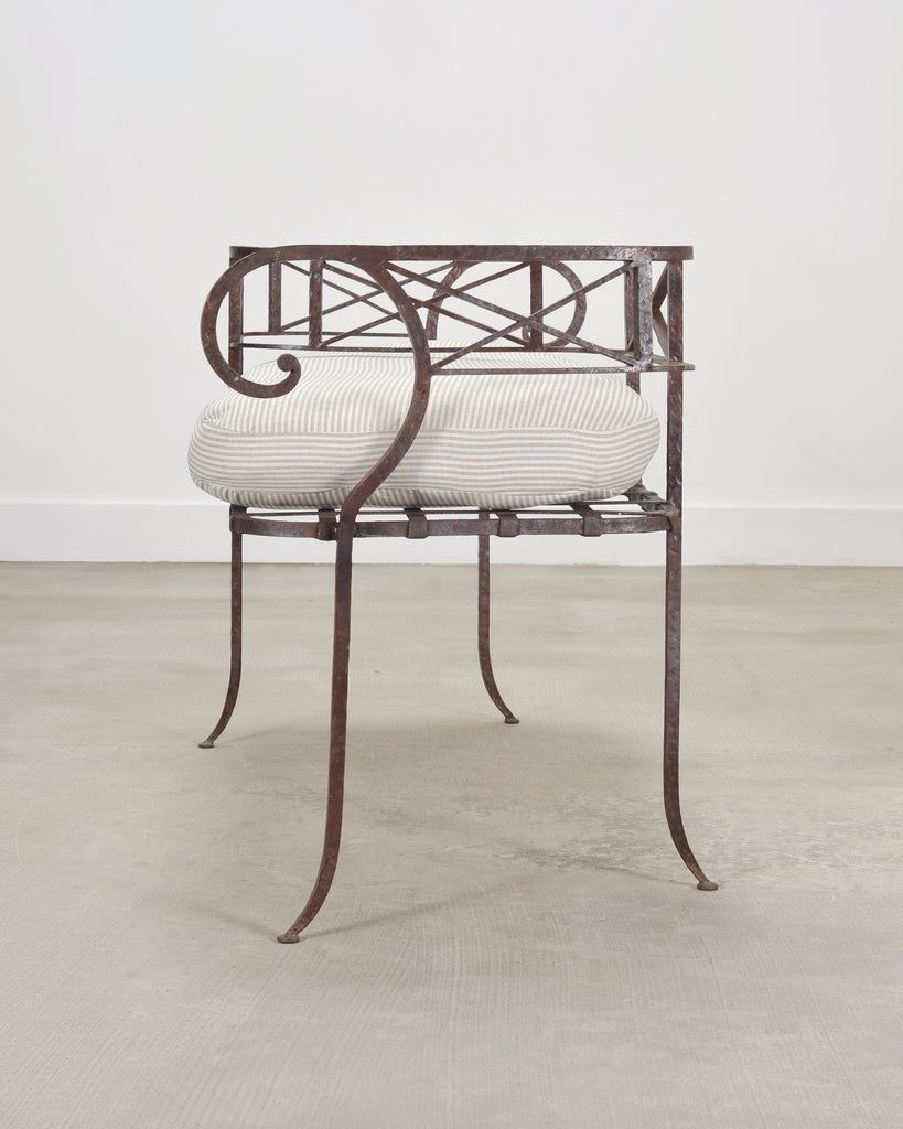20th C. French Neoclassical Iron Tête-À-Tête Garden Bench