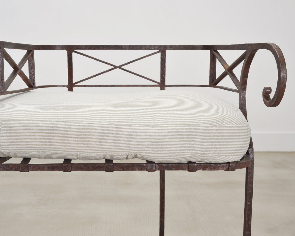 20th C. French Neoclassical Iron Tête-À-Tête Garden Bench