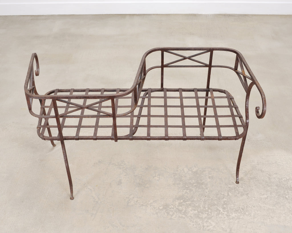 20th C. French Neoclassical Iron Tête-À-Tête Garden Bench