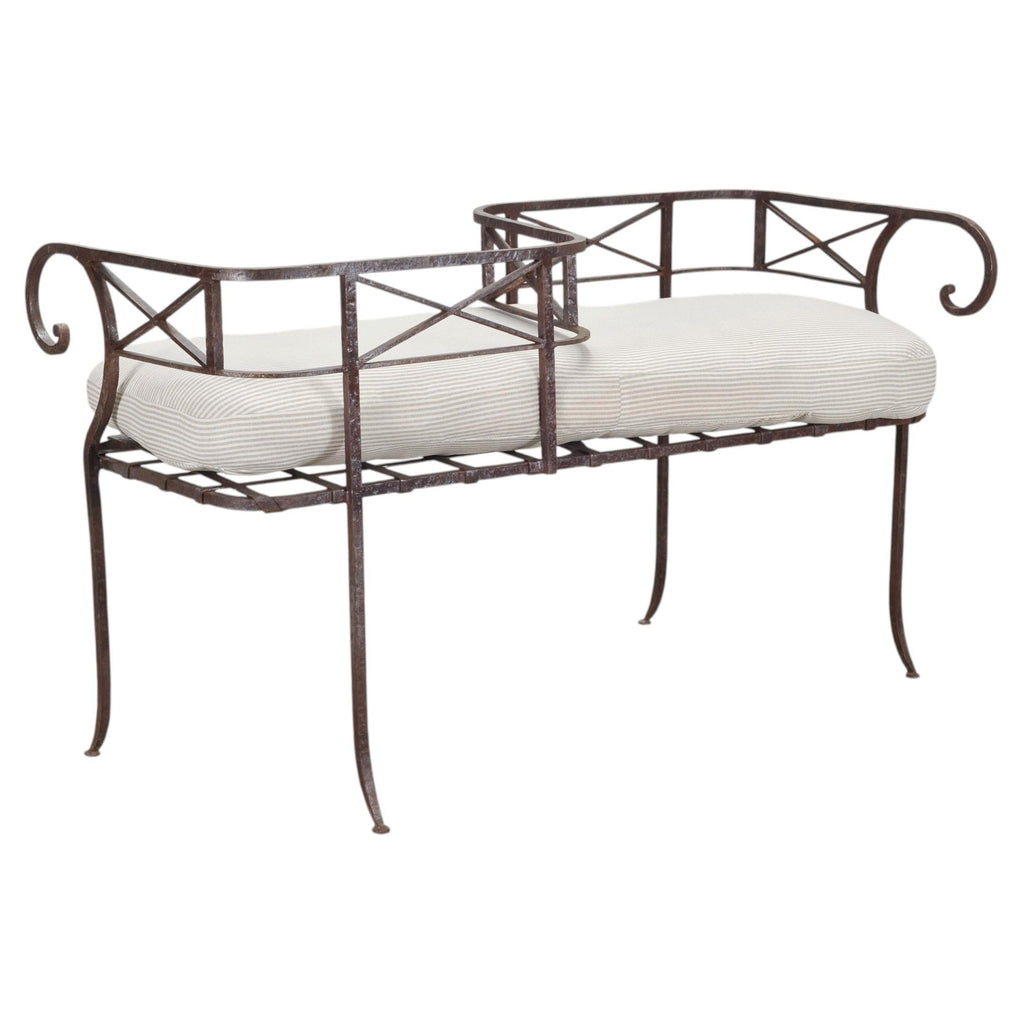 20th C. French Neoclassical Iron Tête-À-Tête Garden Bench