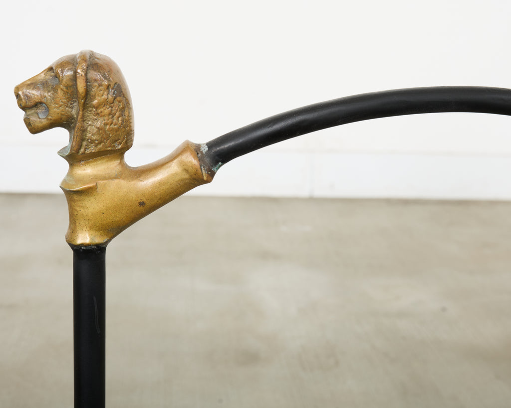 Pair Tetes de Lionnes Bronze Iron Chaise Longues After Giacometti