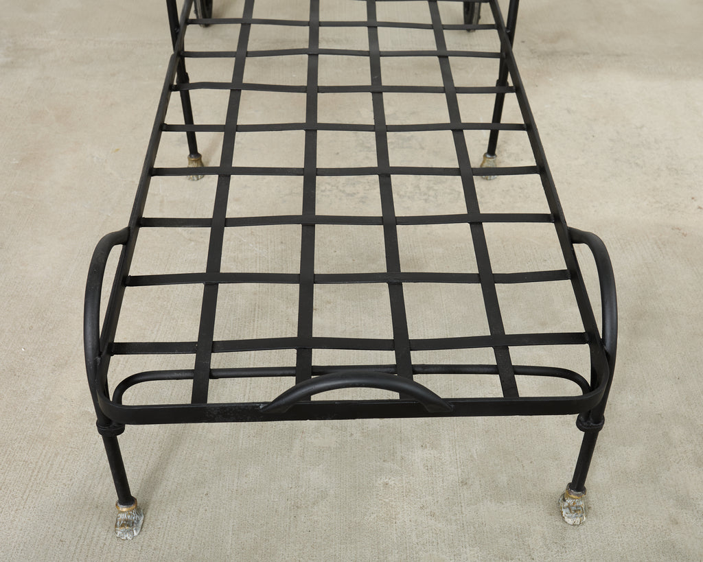 Pair Tetes de Lionnes Bronze Iron Chaise Longues After Giacometti