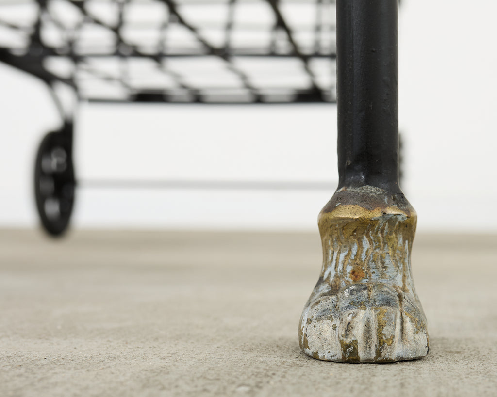 Pair Tetes de Lionnes Bronze Iron Chaise Longues After Giacometti