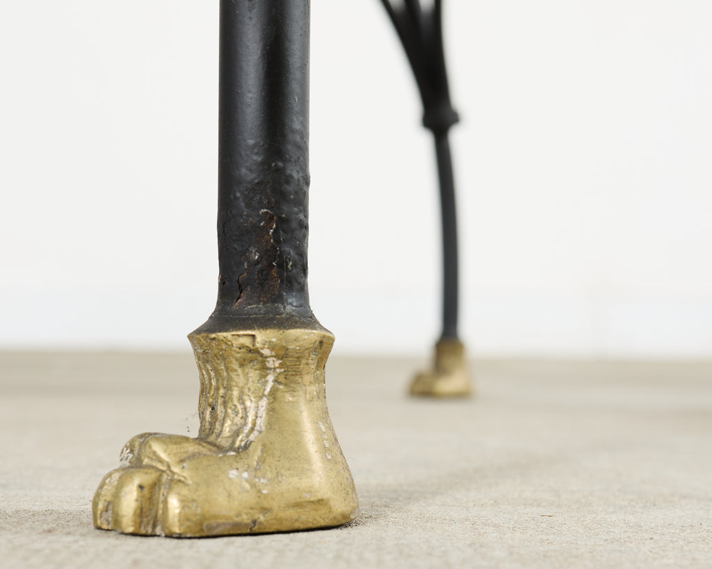 Set Four Bronze Lions Head Garden Chairs After Giacometti