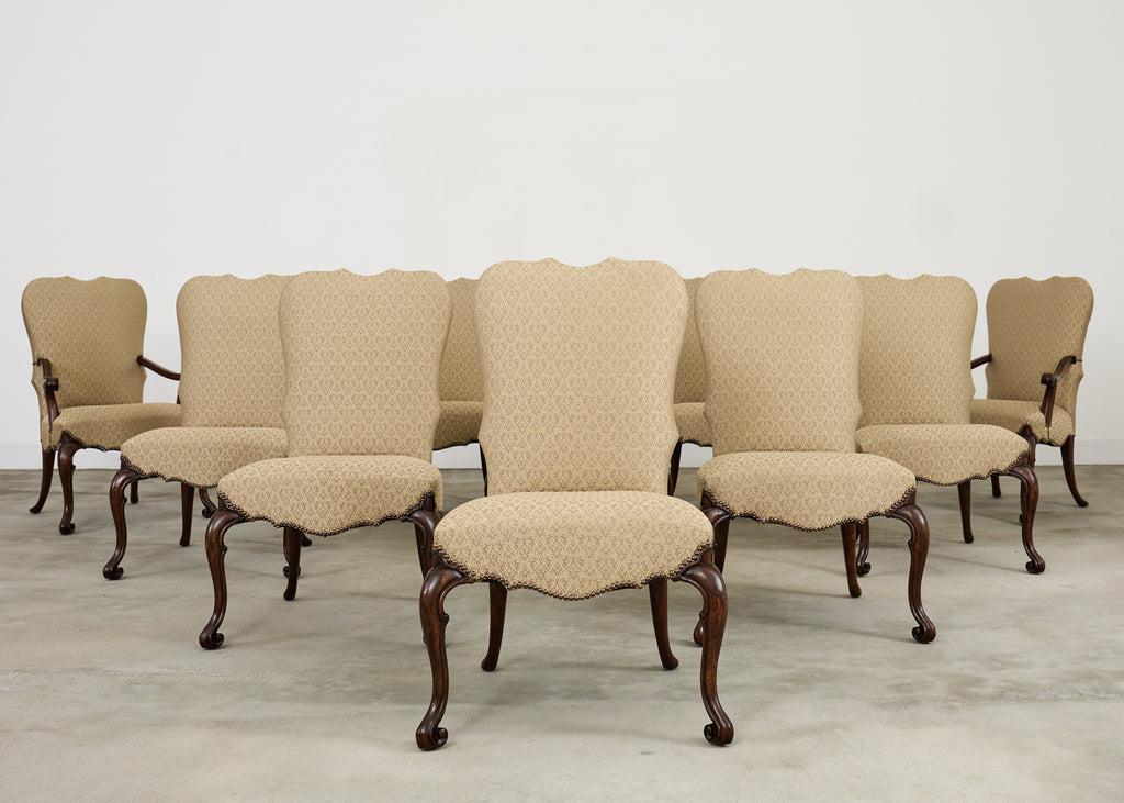 Set of Ten Therien Studio Volute Walnut Dining Chairs
