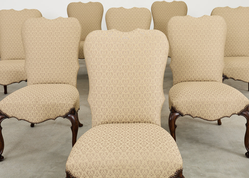 Set of Ten Therien Studio Volute Walnut Dining Chairs