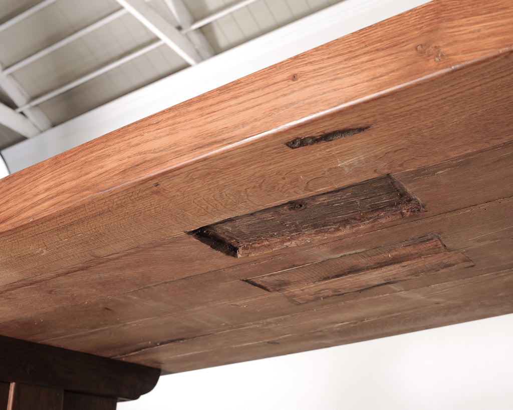 Country French Oak Refectory Farmhouse Trestle Dining Table 8 Ft.