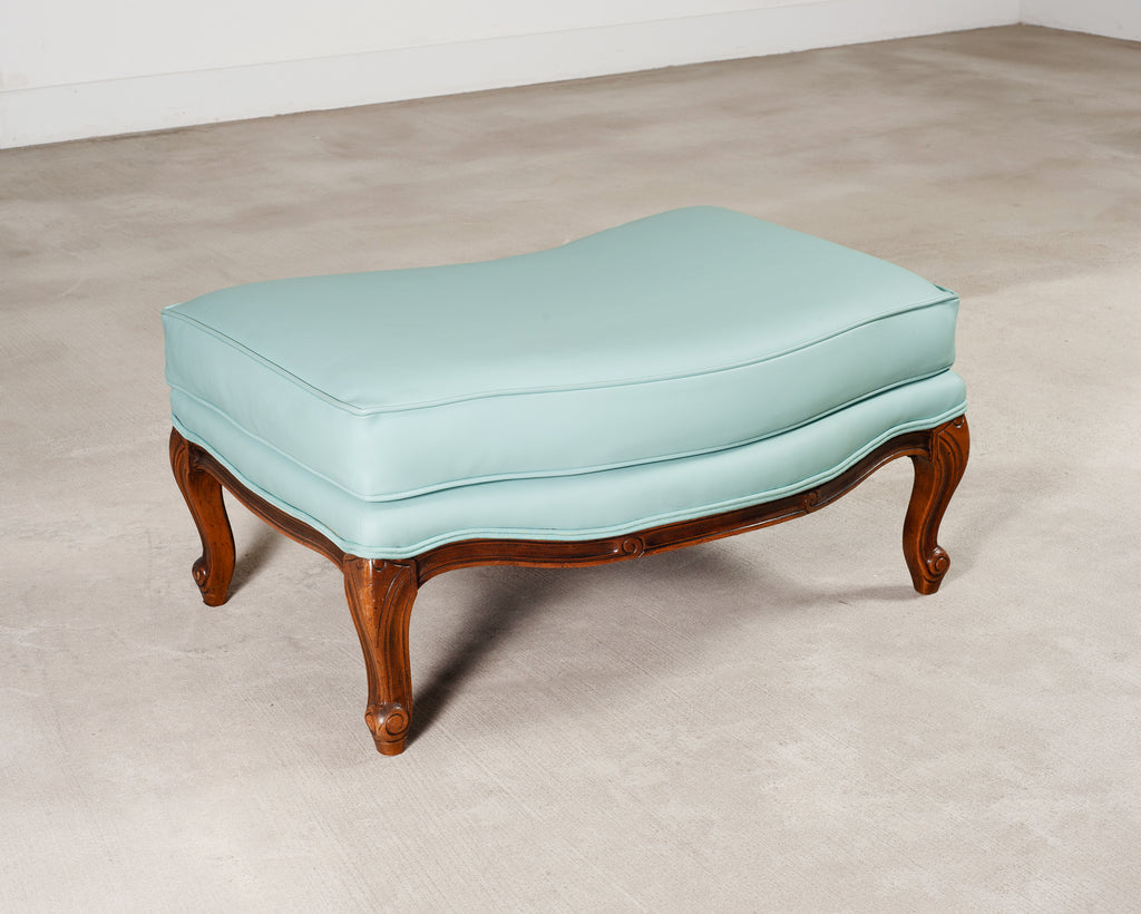Louis XV Style Bergère Lounge Chair in Tiffany Blue + Ottoman