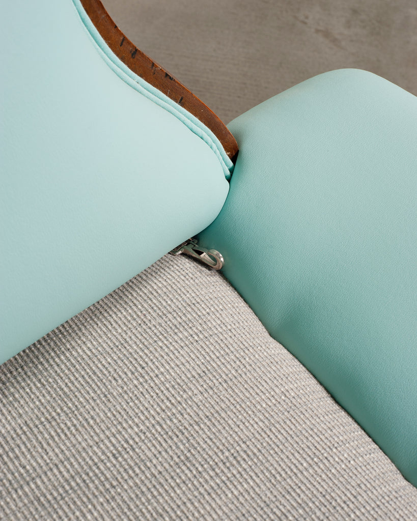 Louis XV Style Bergère Lounge Chair in Tiffany Blue + Ottoman