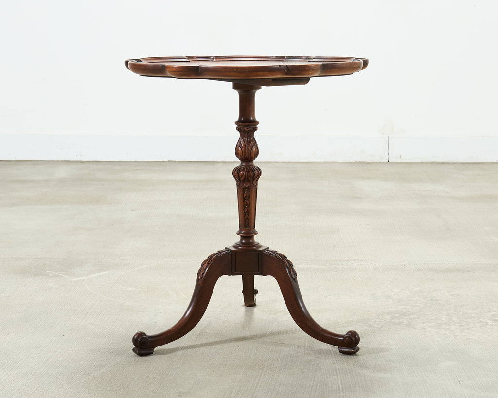 Georgian Style Carved Mahogany Pie Crust Tripod Drinks Table