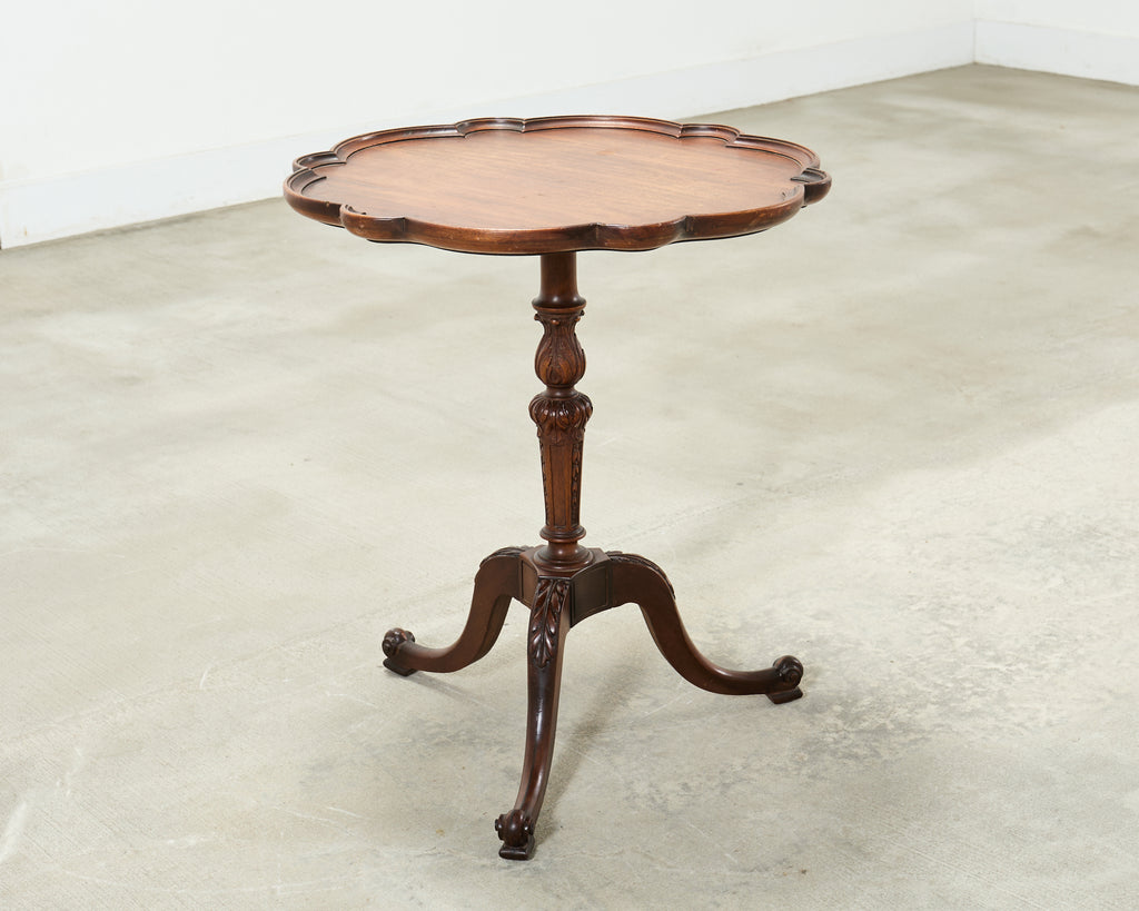 Georgian Style Carved Mahogany Pie Crust Tripod Drinks Table