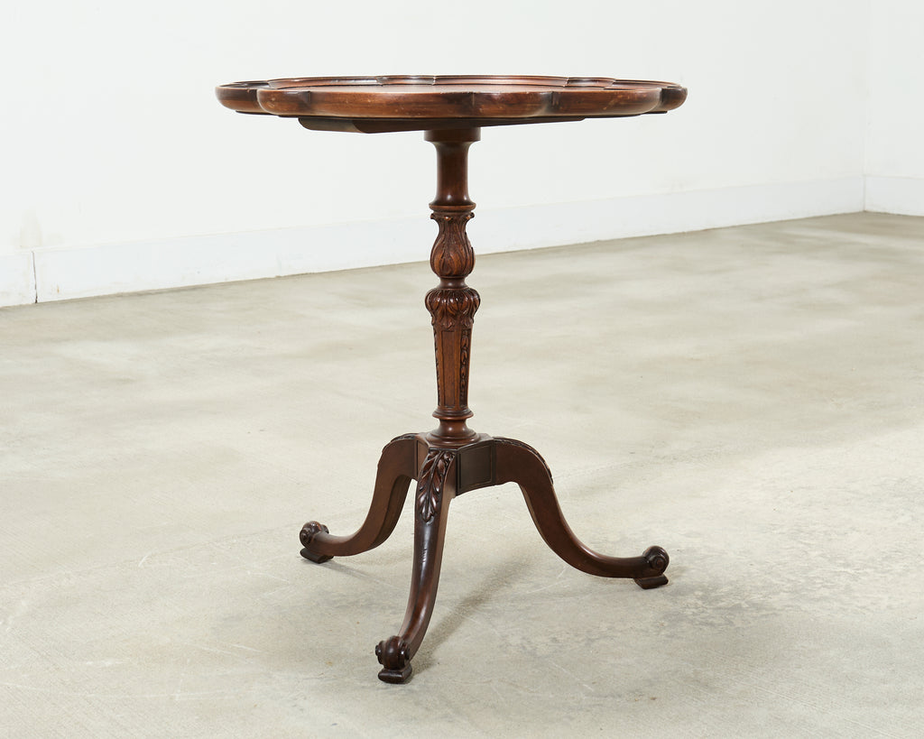 Georgian Style Carved Mahogany Pie Crust Tripod Drinks Table