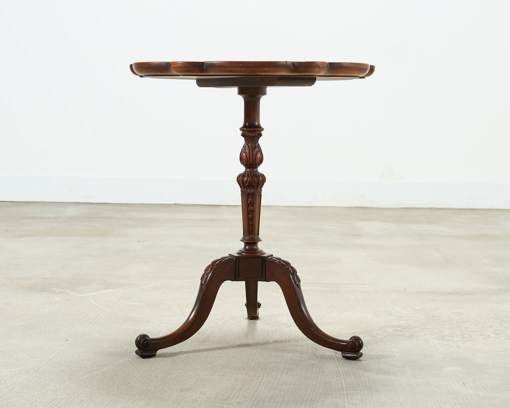 Georgian Style Carved Mahogany Pie Crust Tripod Drinks Table