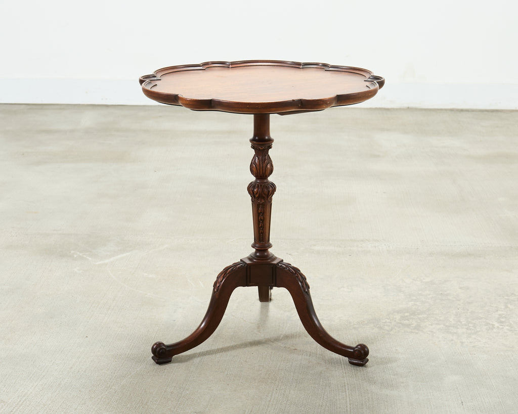 Georgian Style Carved Mahogany Pie Crust Tripod Drinks Table