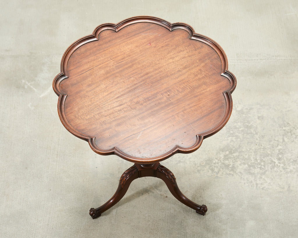 Georgian Style Carved Mahogany Pie Crust Tripod Drinks Table