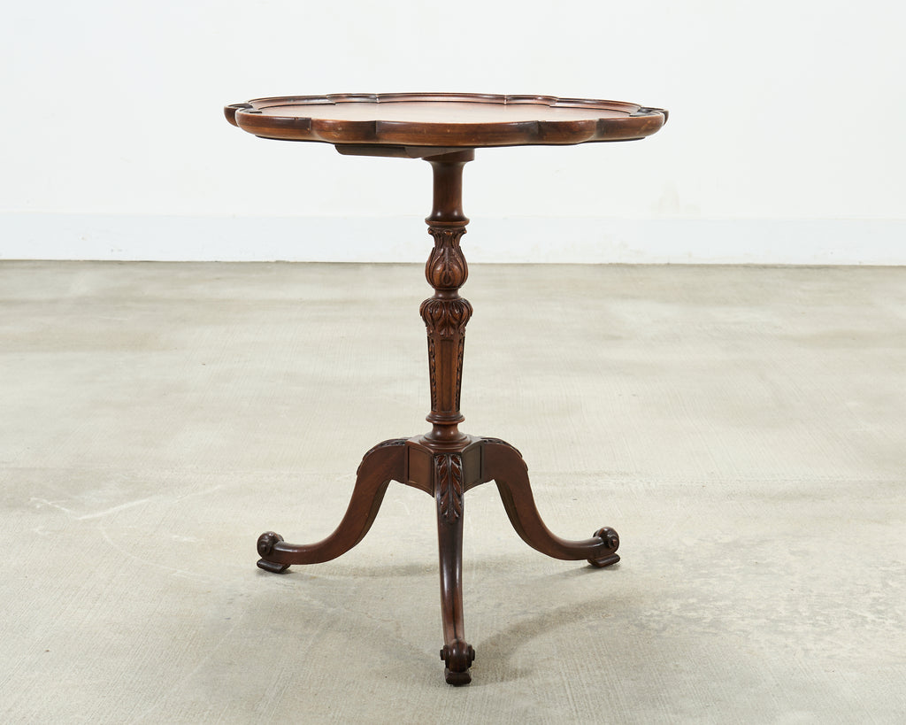 Georgian Style Carved Mahogany Pie Crust Tripod Drinks Table