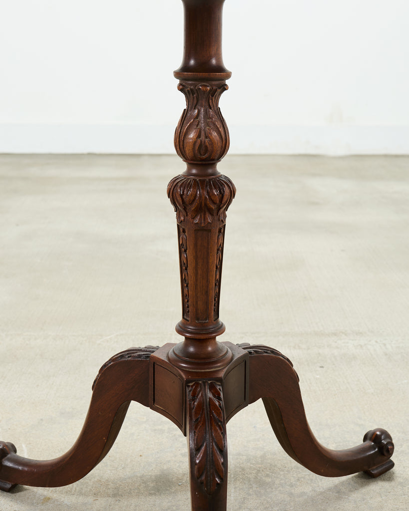 Georgian Style Carved Mahogany Pie Crust Tripod Drinks Table