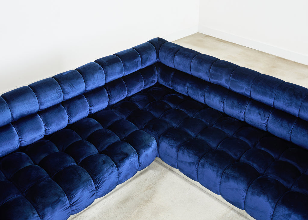 Todd Merrill Custom Sectional Sofa Ottoman Blue Velvet