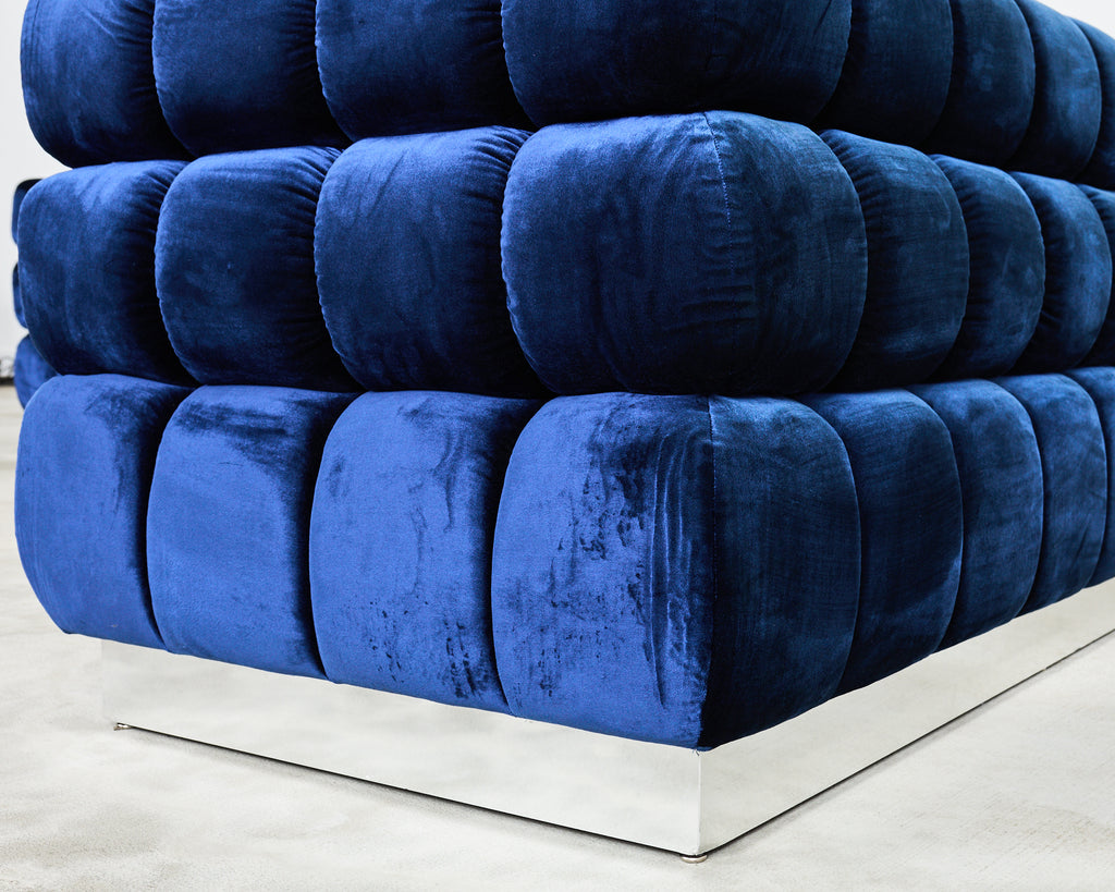 Todd Merrill Custom Sectional Sofa Ottoman Blue Velvet