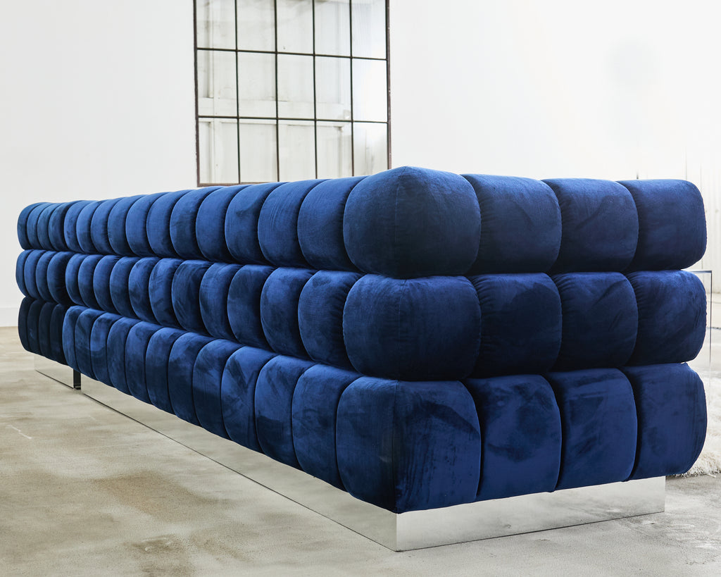 Todd Merrill Custom Sectional Sofa Ottoman Blue Velvet