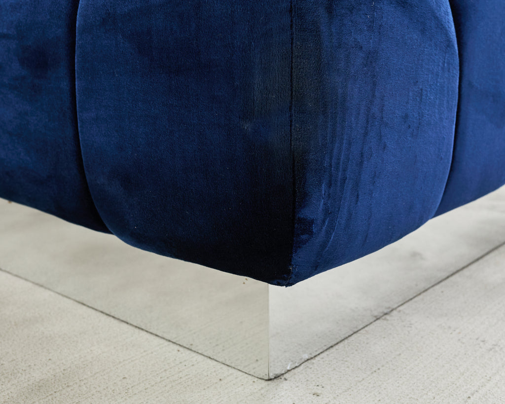 Todd Merrill Custom Sectional Sofa Ottoman Blue Velvet